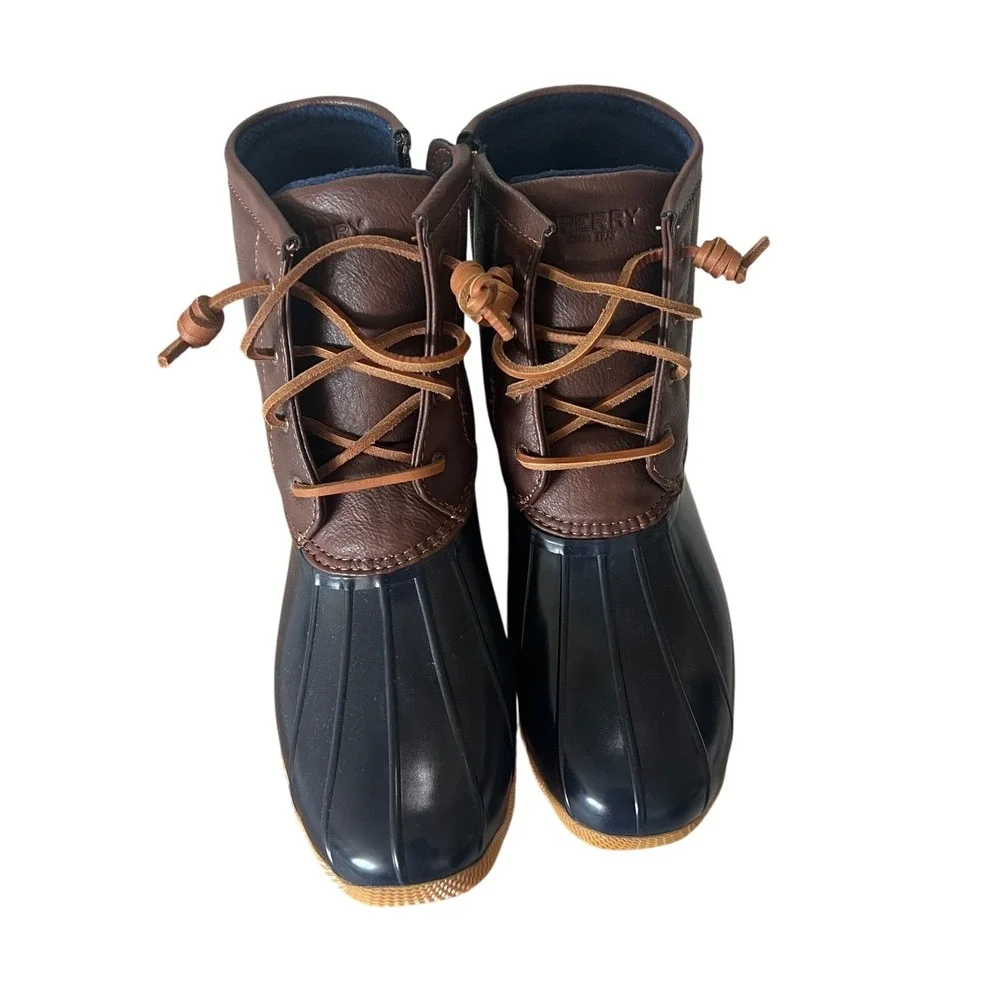 Sperry Saltwater Kids Girls Navy Rubber Rain‎ Boots Size 6M